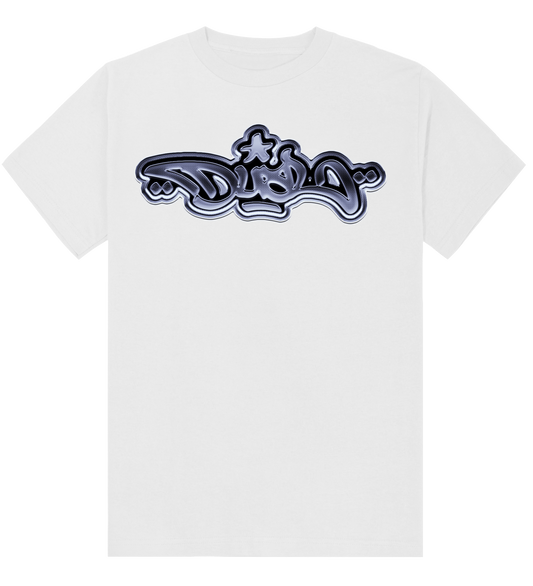 WHITE DUAL CHROME LOGO TEE